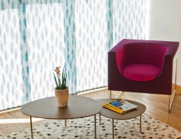 Panel blind of exclusive design from a fabric line by a famous artist Jūratė Rekevičiūtė is a modern interior accent