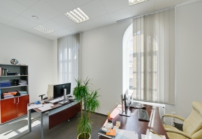 Vertical blinds with Screen fabric in the office