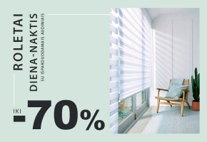 Roletams diena-naktis su išparduodamais audiniais iki −70%