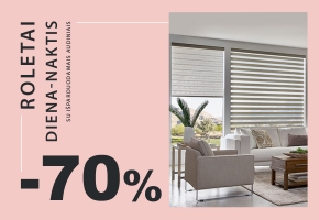 Roletams diena-naktis su išparduodamais audiniais iki −70%