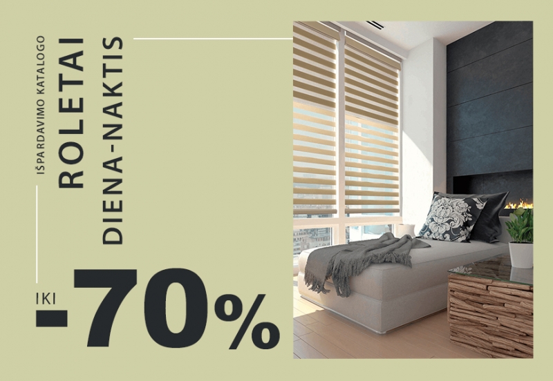 Roletams diena-naktis su išparduodamais audiniais iki −70%