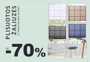 Plisuotoms žaliuzėms su išparduodamais audiniais −70%