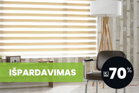 Roletai diena-naktis su išparduodamais audiniais iki 70% pigiau