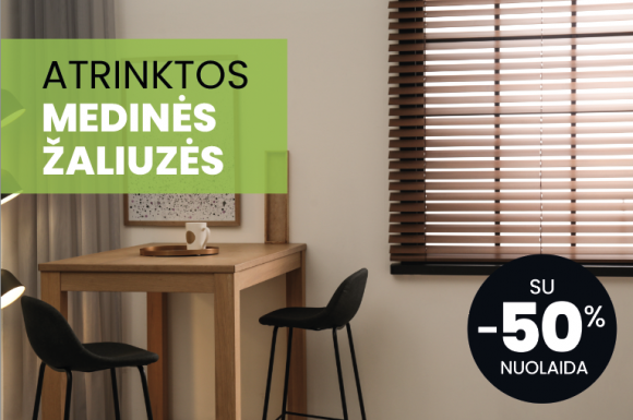 Atrinktos medinės žaliuzės su 50% nuolaida